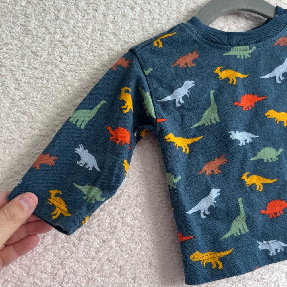 Hanna Andersson Infant Blue Dinosaurs Cotton Long Sleeve Shirt Size 0-3 Months - Picture 4 of 7